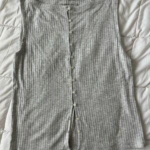 Abercrombie & Fitch Light Gray Button-Down Tank Top